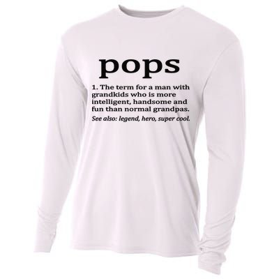 Pops Definition Funny Pops Grandpa Cooling Performance Long Sleeve Crew