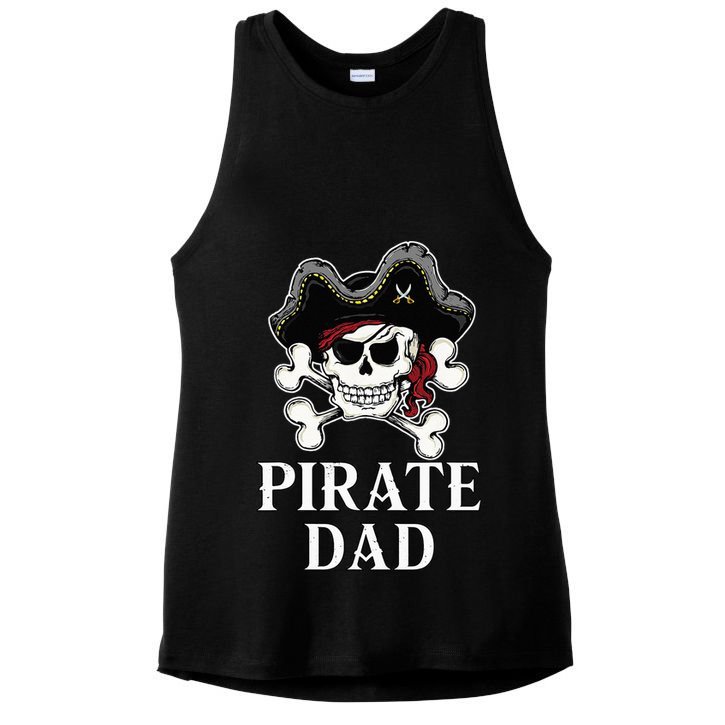 Pirate Dad Funny Halloween Costume Pirate Family Matching Ladies PosiCharge Tri-Blend Wicking Tank