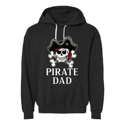 Pirate Dad Funny Halloween Costume Pirate Family Matching Garment-Dyed Fleece Hoodie