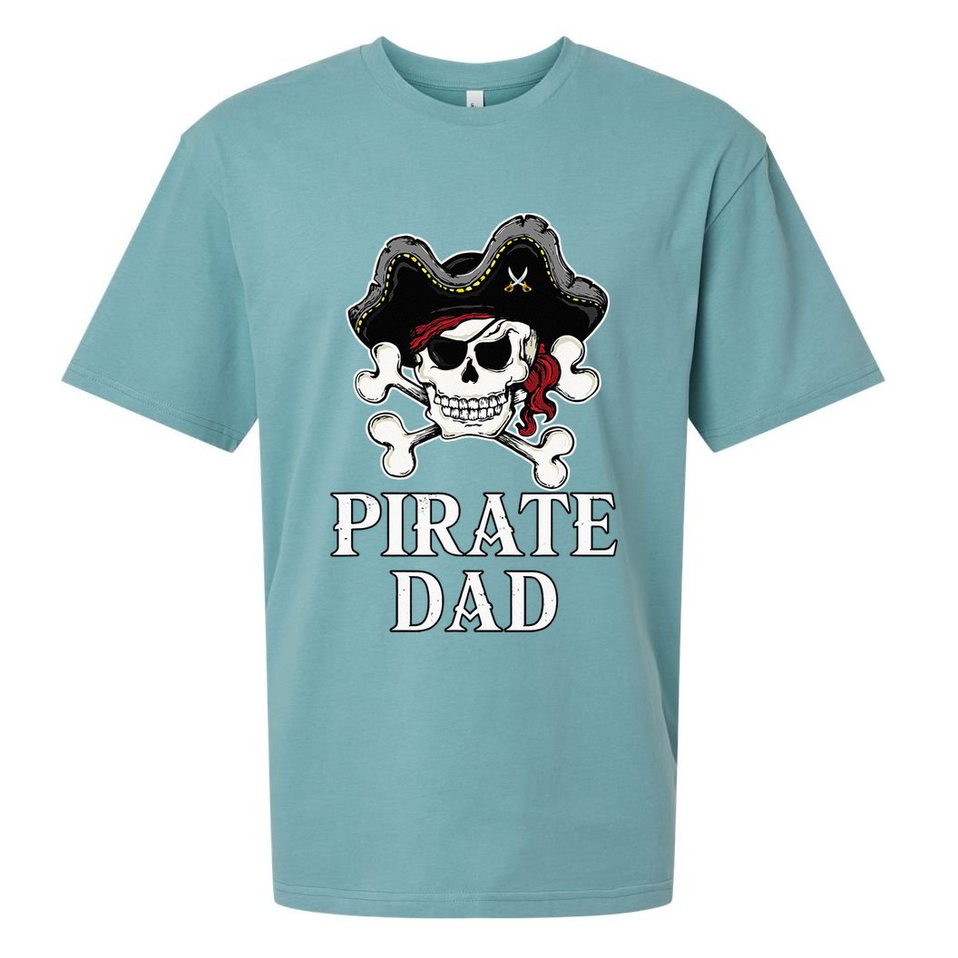Pirate Dad Funny Halloween Costume Pirate Family Matching Sueded Cloud Jersey T-Shirt