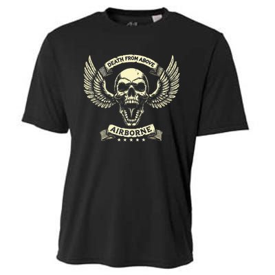 Paratrooper Death From Above Airborne Veteran Gift Cooling Performance Crew T-Shirt