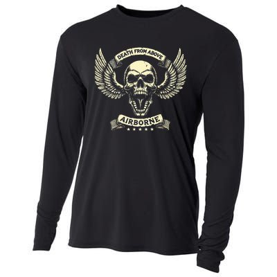 Paratrooper Death From Above Airborne Veteran Gift Cooling Performance Long Sleeve Crew