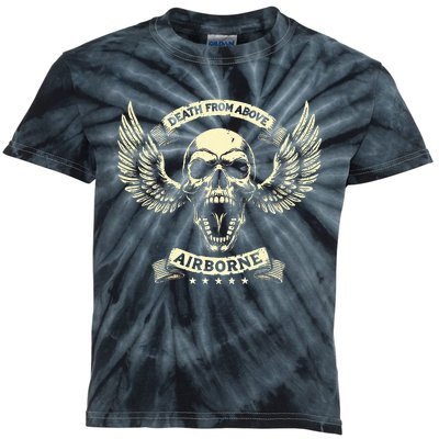 Paratrooper Death From Above Airborne Veteran Gift Kids Tie-Dye T-Shirt