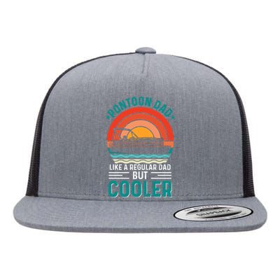 Pontoon Dad Fathers Day T Design Flat Bill Trucker Hat