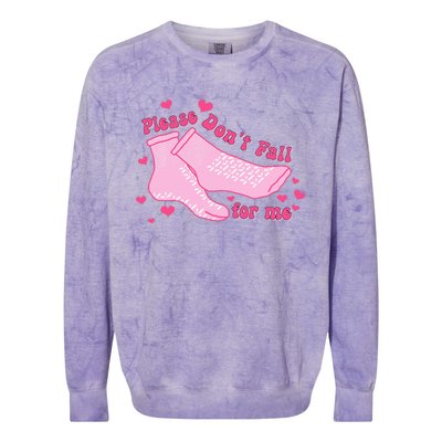 Please DonT Fall For Me Valentines Day Er Nurse Colorblast Crewneck Sweatshirt