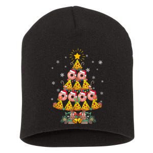 Pizza & Donut Funny Christmas Tree Merry Xmas Crustmas Light Short Acrylic Beanie