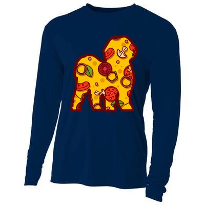 Pizza Dog Funny Pizza Shih Tzu Dog Premium Cooling Performance Long Sleeve Crew