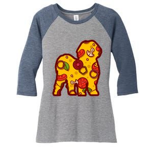 Pizza Dog Funny Pizza Shih Tzu Dog Premium Women's Tri-Blend 3/4-Sleeve Raglan Shirt