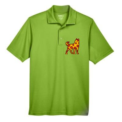 Pizza Dog Funny Pizza Siberian Husky Dog Premium Men's Origin Performance Pique Polo