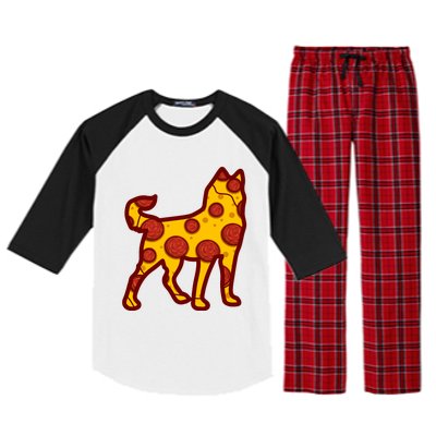 Pizza Dog Funny Pizza Siberian Husky Dog Premium Raglan Sleeve Pajama Set