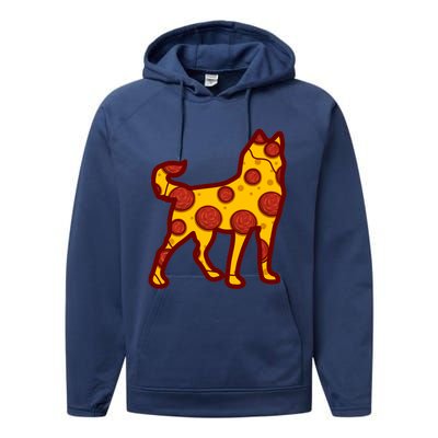 Pizza Dog Funny Pizza Siberian Husky Dog Premium Performance Fleece Hoodie