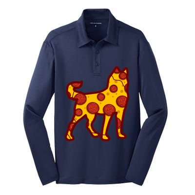 Pizza Dog Funny Pizza Siberian Husky Dog Premium Silk Touch Performance Long Sleeve Polo