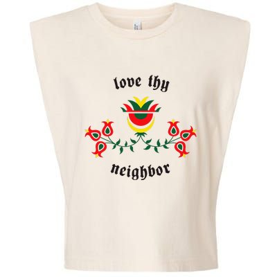 Pennsylvania Dutch Fraktur Love Thy Neighbor Garment-Dyed Women's Muscle Tee