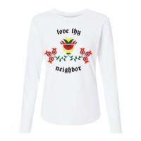 Pennsylvania Dutch Fraktur Love Thy Neighbor Womens Cotton Relaxed Long Sleeve T-Shirt