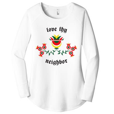 Pennsylvania Dutch Fraktur Love Thy Neighbor Women's Perfect Tri Tunic Long Sleeve Shirt