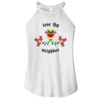 Pennsylvania Dutch Fraktur Love Thy Neighbor Women's Perfect Tri Rocker Tank