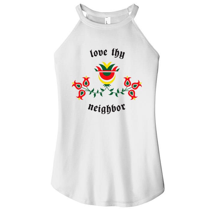 Pennsylvania Dutch Fraktur Love Thy Neighbor Women's Perfect Tri Rocker Tank