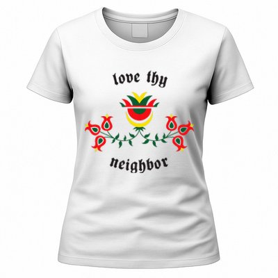 Pennsylvania Dutch Fraktur Love Thy Neighbor Women's T-Shirt