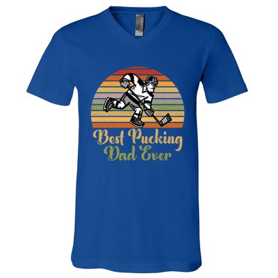 Pucking Dad Fathers Day Funny Gift Best Pucking Dad Ever Gift V-Neck T-Shirt