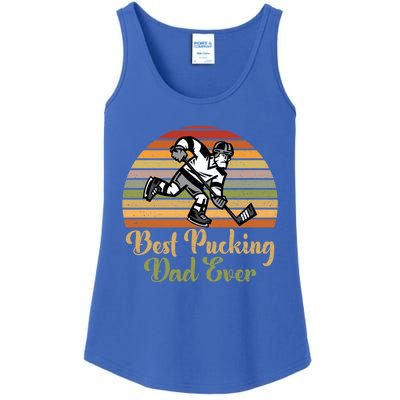 Pucking Dad Fathers Day Funny Gift Best Pucking Dad Ever Gift Ladies Essential Tank