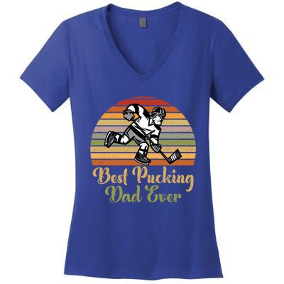 Pucking Dad Fathers Day Funny Gift Best Pucking Dad Ever Gift Women's V-Neck T-Shirt