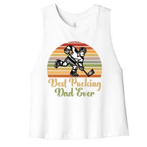 Pucking Dad Fathers Day Funny Gift Best Pucking Dad Ever Gift Women's Racerback Cropped Tank