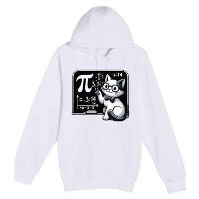 Pi Day Funny Math Cat For Teachers Premium Pullover Hoodie