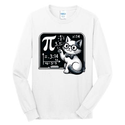 Pi Day Funny Math Cat For Teachers Tall Long Sleeve T-Shirt