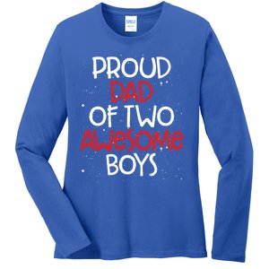 Proud Dad Funny Gift Twin Father Dad Of Two Fatherhood Pride Meaningful Gift Ladies Long Sleeve Shirt