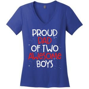 Proud Dad Funny Gift Twin Father Dad Of Two Fatherhood Pride Meaningful Gift Women's V-Neck T-Shirt