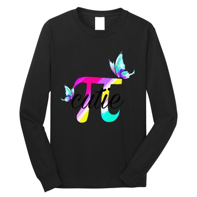 Pi Day Funny Cute Cutie Pi Pretty Math Butterfly Pi Long Sleeve Shirt