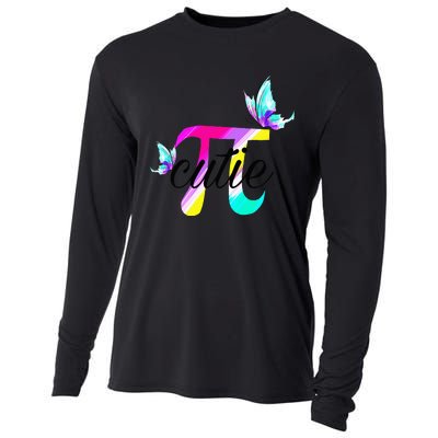 Pi Day Funny Cute Cutie Pi Pretty Math Butterfly Pi Cooling Performance Long Sleeve Crew