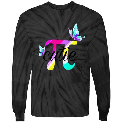 Pi Day Funny Cute Cutie Pi Pretty Math Butterfly Pi Tie-Dye Long Sleeve Shirt