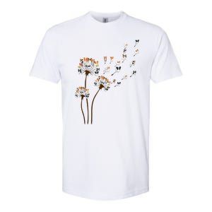 Papillon Dogs Flower Fly Dandelion Dog Mama Dog Lover Softstyle CVC T-Shirt