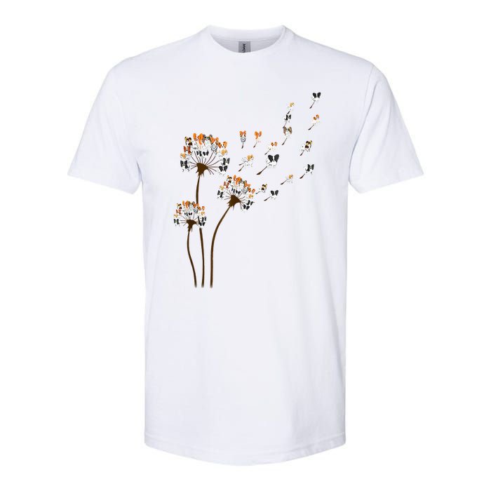 Papillon Dogs Flower Fly Dandelion Dog Mama Dog Lover Softstyle CVC T-Shirt