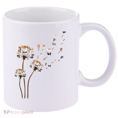 Papillon Dogs Flower Fly Dandelion Dog Mama Dog Lover 11oz C Handle Ceramic Mug