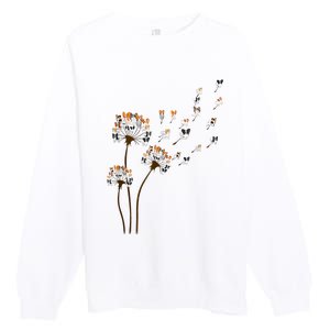 Papillon Dogs Flower Fly Dandelion Dog Mama Dog Lover Premium Crewneck Sweatshirt