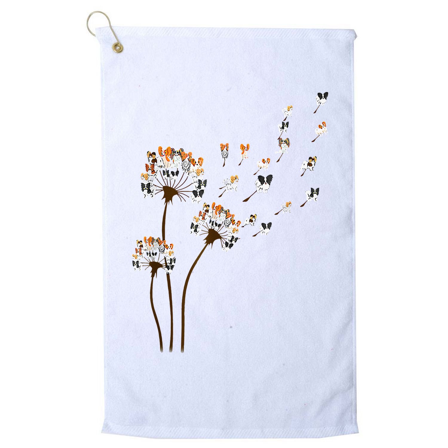 Papillon Dogs Flower Fly Dandelion Dog Mama Dog Lover Golf Towel