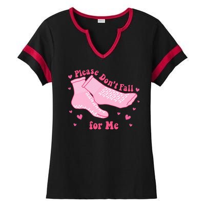 Please Dont Fall For Me Funny Nurse Valentine Ladies Halftime Notch Neck Tee