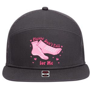 Please Dont Fall For Me Funny Nurse Valentine 7 Panel Mesh Trucker Snapback Hat