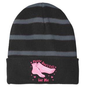 Please Dont Fall For Me Funny Nurse Valentine Striped Beanie with Solid Band