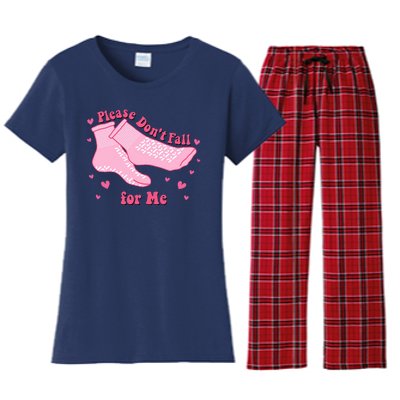 Please Dont Fall For Me Funny Nurse Valentine Women's Flannel Pajama Set