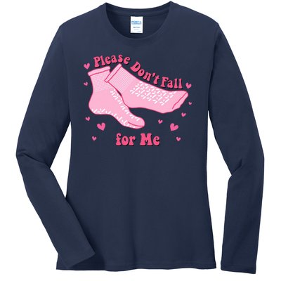 Please Dont Fall For Me Funny Nurse Valentine Ladies Long Sleeve Shirt