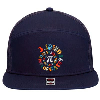 Pi Day Funny Math Lover 3.14 Spiral Pi 7 Panel Mesh Trucker Snapback Hat