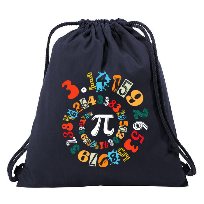 Pi Day Funny Math Lover 3.14 Spiral Pi Drawstring Bag