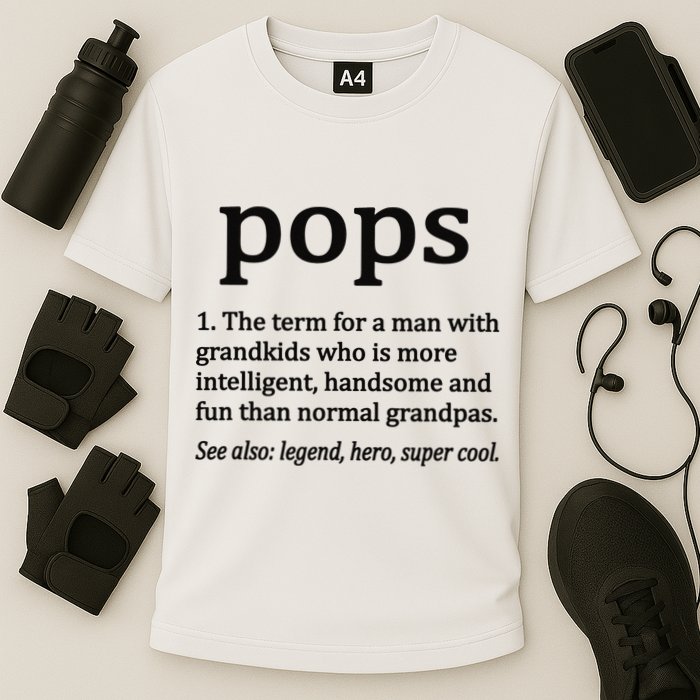 Pops Definition Funny Pops Grandpa Cooling Performance Crew T-Shirt