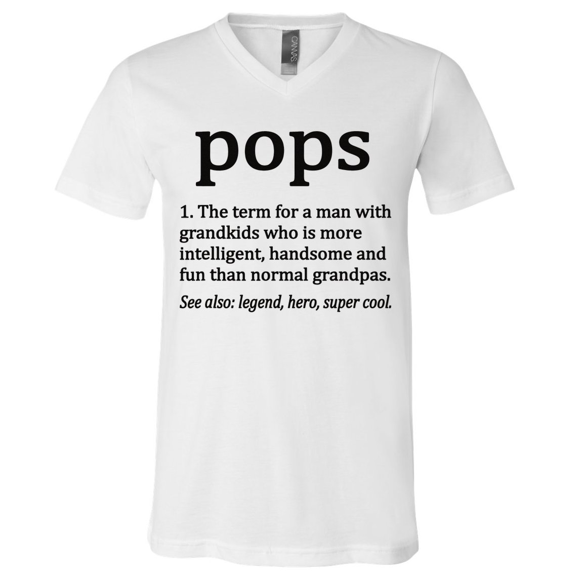 Pops Definition Funny Pops Grandpa V-Neck T-Shirt
