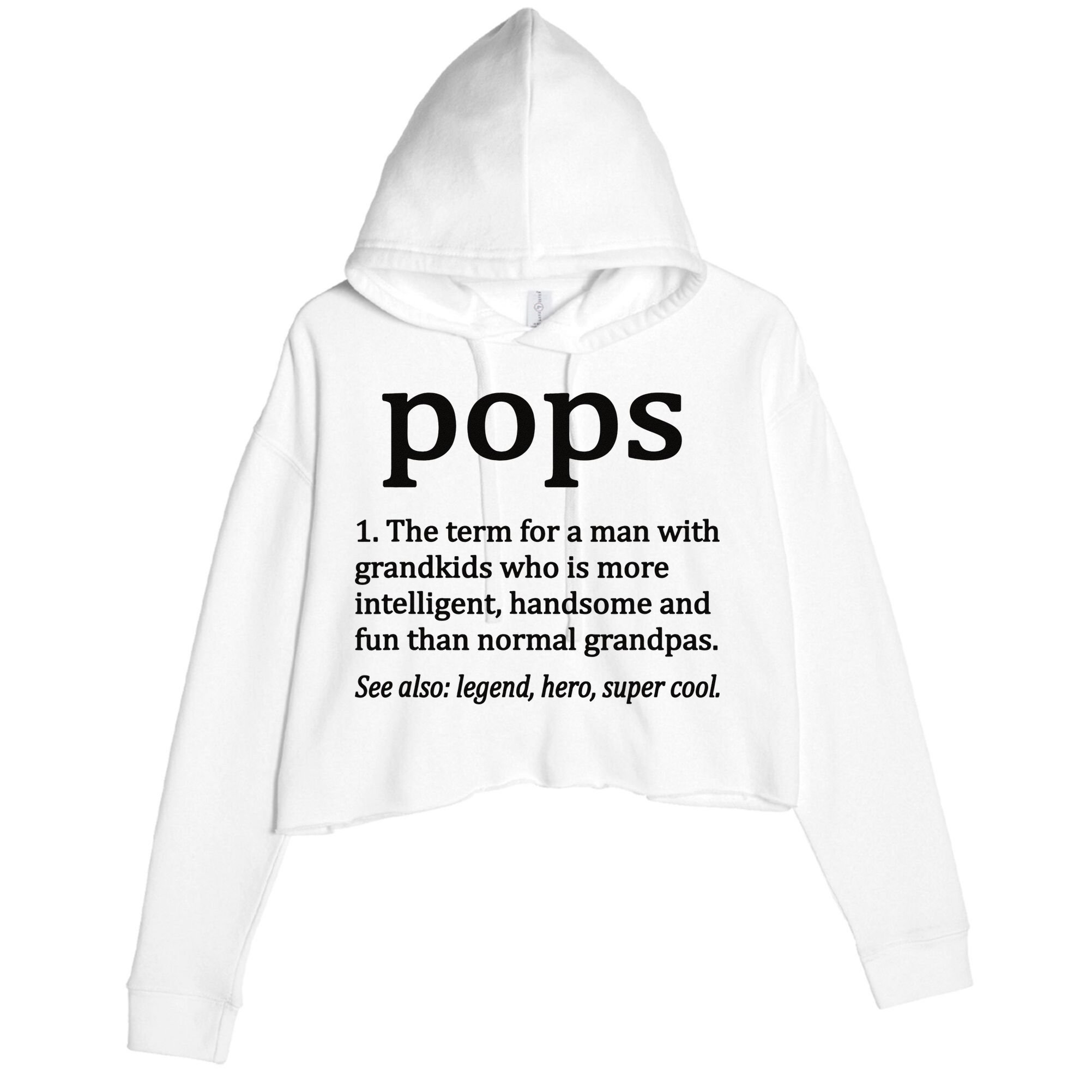 Pops Definition Funny Pops Grandpa Crop Fleece Hoodie