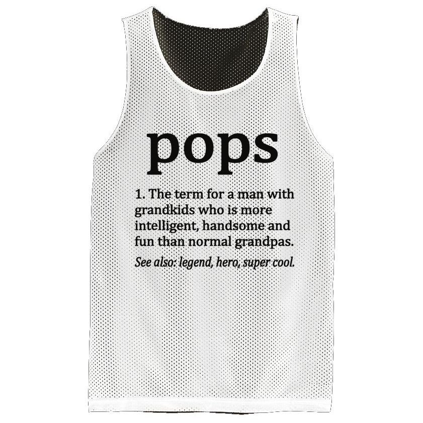 Pops Definition Funny Pops Grandpa Mesh Reversible Basketball Jersey Tank
