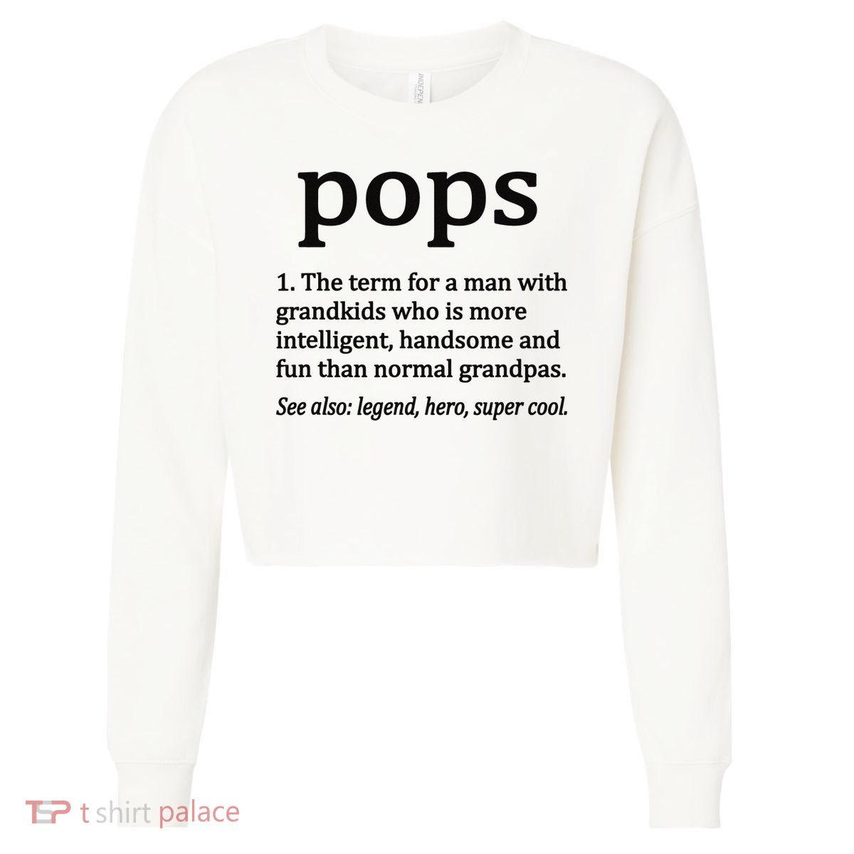 Pops Definition Funny Pops Grandpa Cropped Pullover Crew